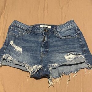 Willow Root Distressed Blue Denim Shorts